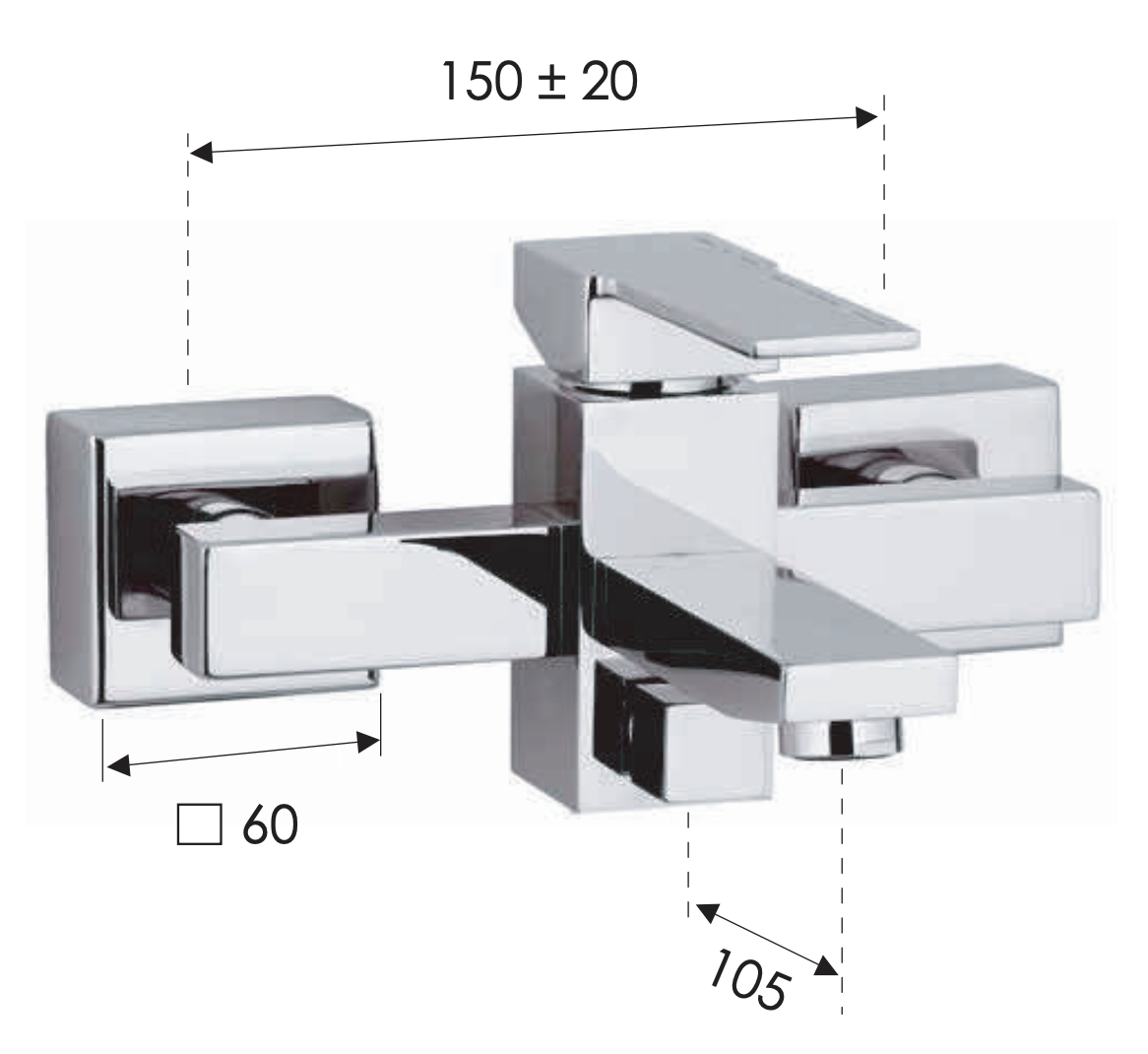 Remer Qubika Смеситель для ванны с душем, цвет: cromo Q05