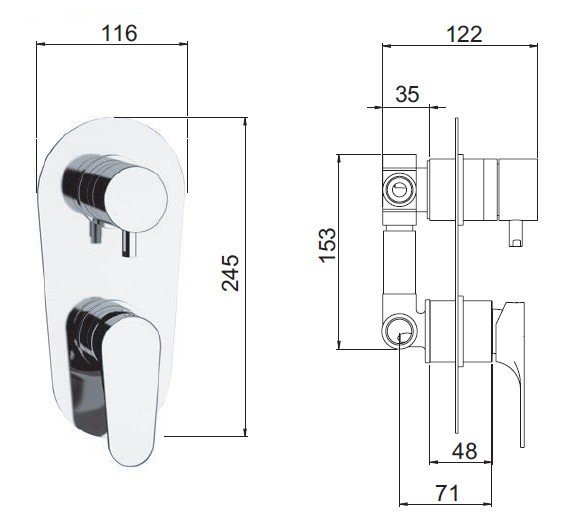 Remer Смеситель для ванны встраиваемый, 3 потребителя, с скрытой частью, цвет: cromo L937