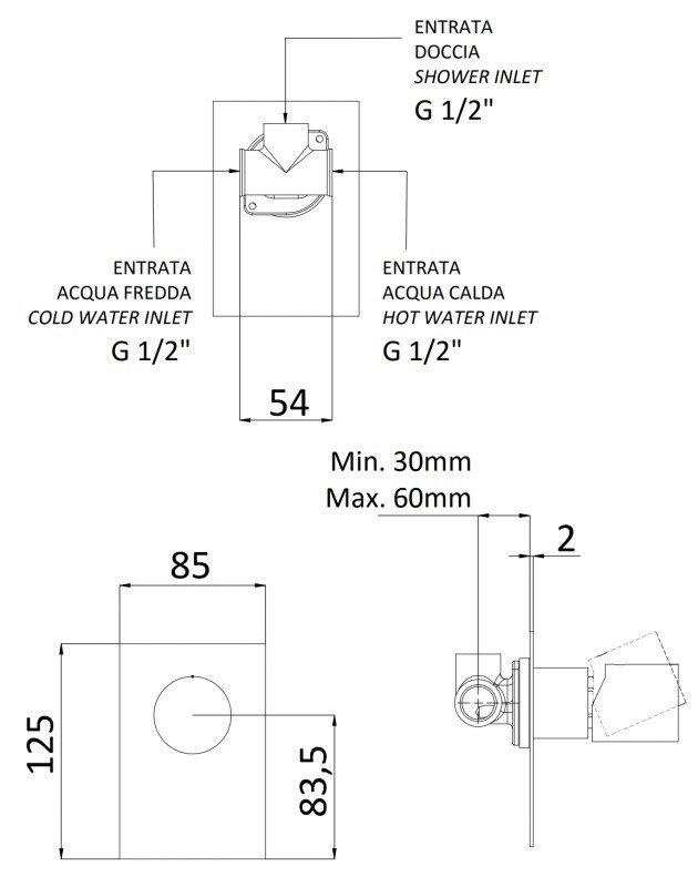 Remer Edge Смеситель для душа встраиваемый, 1 потребитель, с скрытой частью, цвет: oro spazzolato EG530BG
