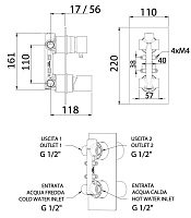 Remer Edge Смеситель для ванны встраиваемый, 2 потребителя, с скрытой частью, цвет: oro spazzolato EG592BG