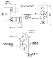 Remer Edge Термостат для ванны встраиваемый, 3 потребителя, цвет: cromo nero spazzolato EG593CFP