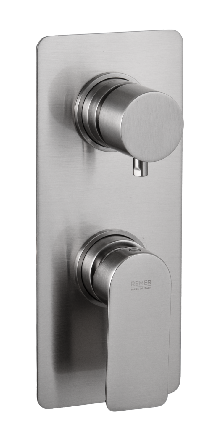 Remer Смеситель для ванны встраиваемый на 2 потребителя, внешняя часть, цвет: nichel spazzolato I92KBNP