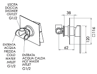 Remer Qubika Смеситель для душа встраиваемый на 1 потребителя, с встраиваемой частью, цвет: cromo Q30