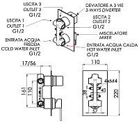 Remer Qubika Смеситель для ванны встраиваемый на 3 потребителя, с встраиваемой частью, цвет: cromo Q93