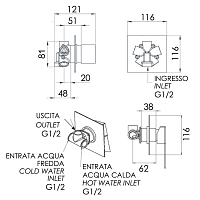 Remer Qubika Смеситель для ванны встраиваемый, 4 потребителя, с скрытой частью, цвет: cromo Q94C