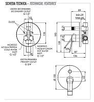 Remer Slash & Dot Смеситель для ванны встраиваемый 2 потребителя, с скрытой частью, цвет: nero opaco SL09HNO
