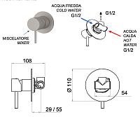 Remer X Style Inox Смеситель для душа встраиваемый, 1 потребитель, цвет: inox spazzolato SSX30L