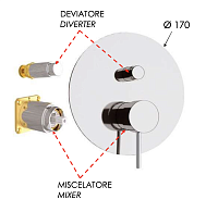 Remer X Style Смеситель для ванны встраиваемый на 2 потребителя, внешняя часть, цвет: bianco opaco X09KBBO