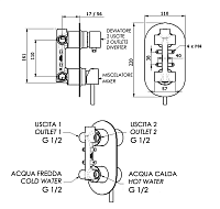 Remer X Style Смеситель для ванны встраиваемый на 2 потребителя, с встраиваемой частью, цвет: cromo X92