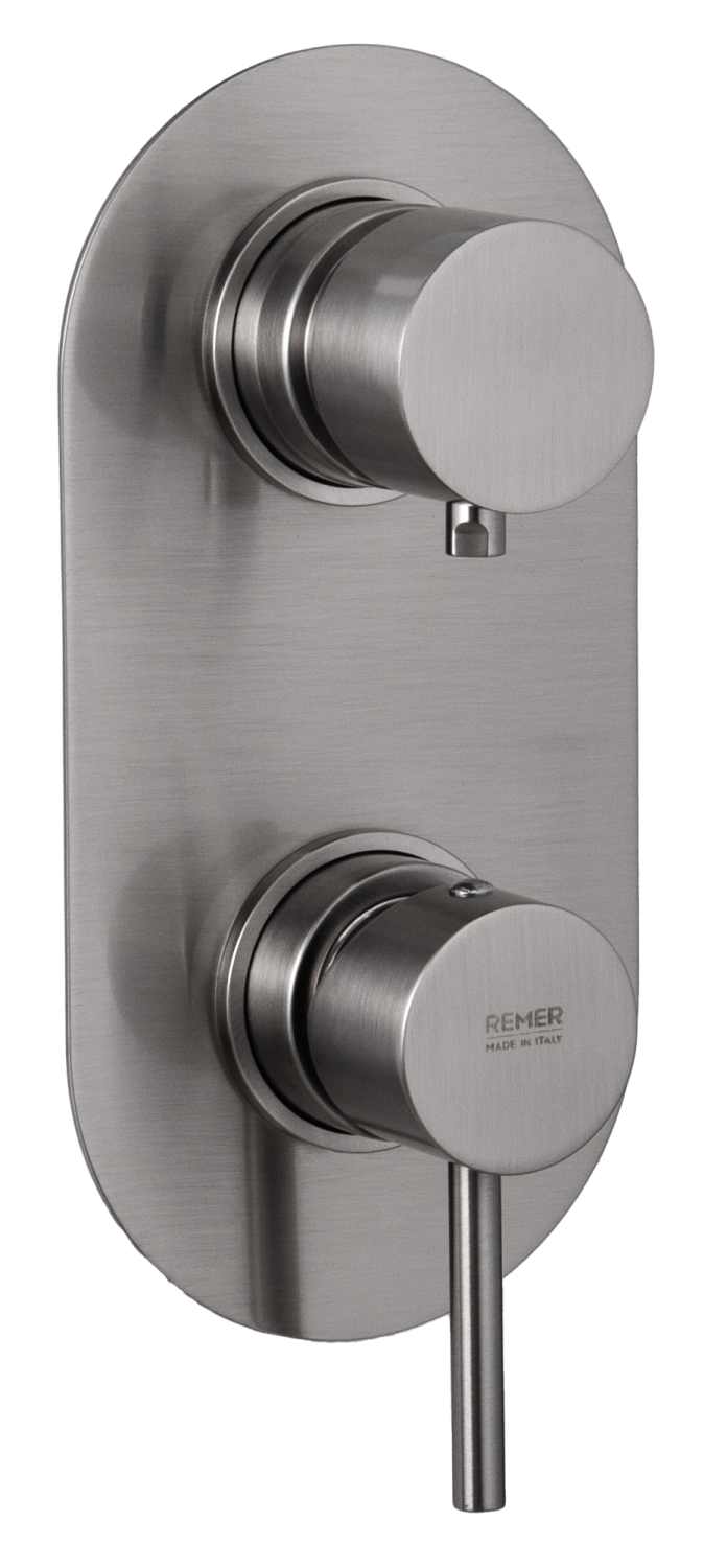 Remer X Style Смеситель для ванны встраиваемый 2 потребителя, внешняя часть, цвет: nichel spazzolato X92KBNP