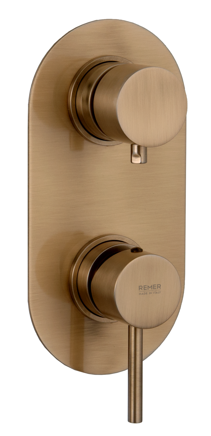 Remer X Style Смеситель для ванны встраиваемый на 3 потребителя, внешняя часть, цвет: vecchio ottone X93KBVO