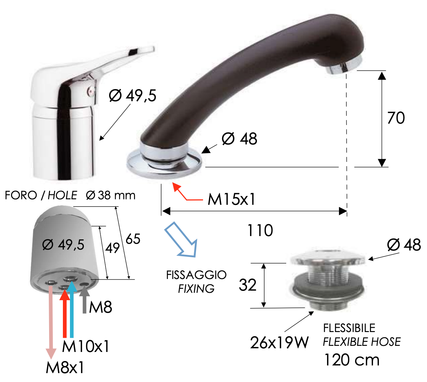 Remer Смеситель для парикмахерской, цвет: хром K66