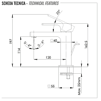 Remer Absolute Смеситель для раковины, с донным клапаном, высота излива 11,4 см, цвет: cromo AU10