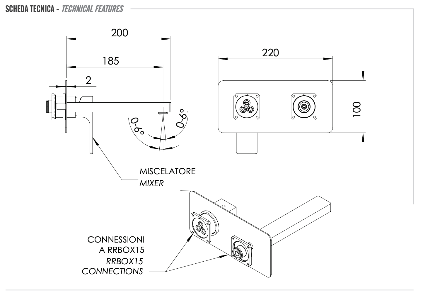 Remer Absolute Смеситель для раковины, излив 18,5 см, внешняя часть, цвет: cromo AU15KB