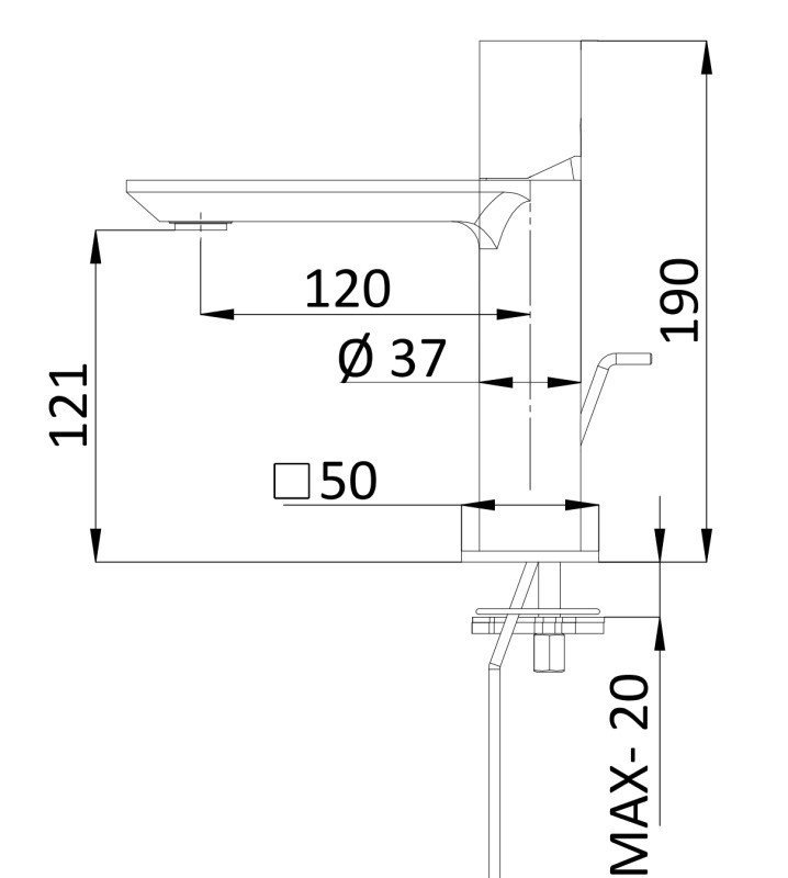 Remer Edge Смеситель для раковины, с донным клапаном, высота излива 12,1 см, цвет: cromo EG510