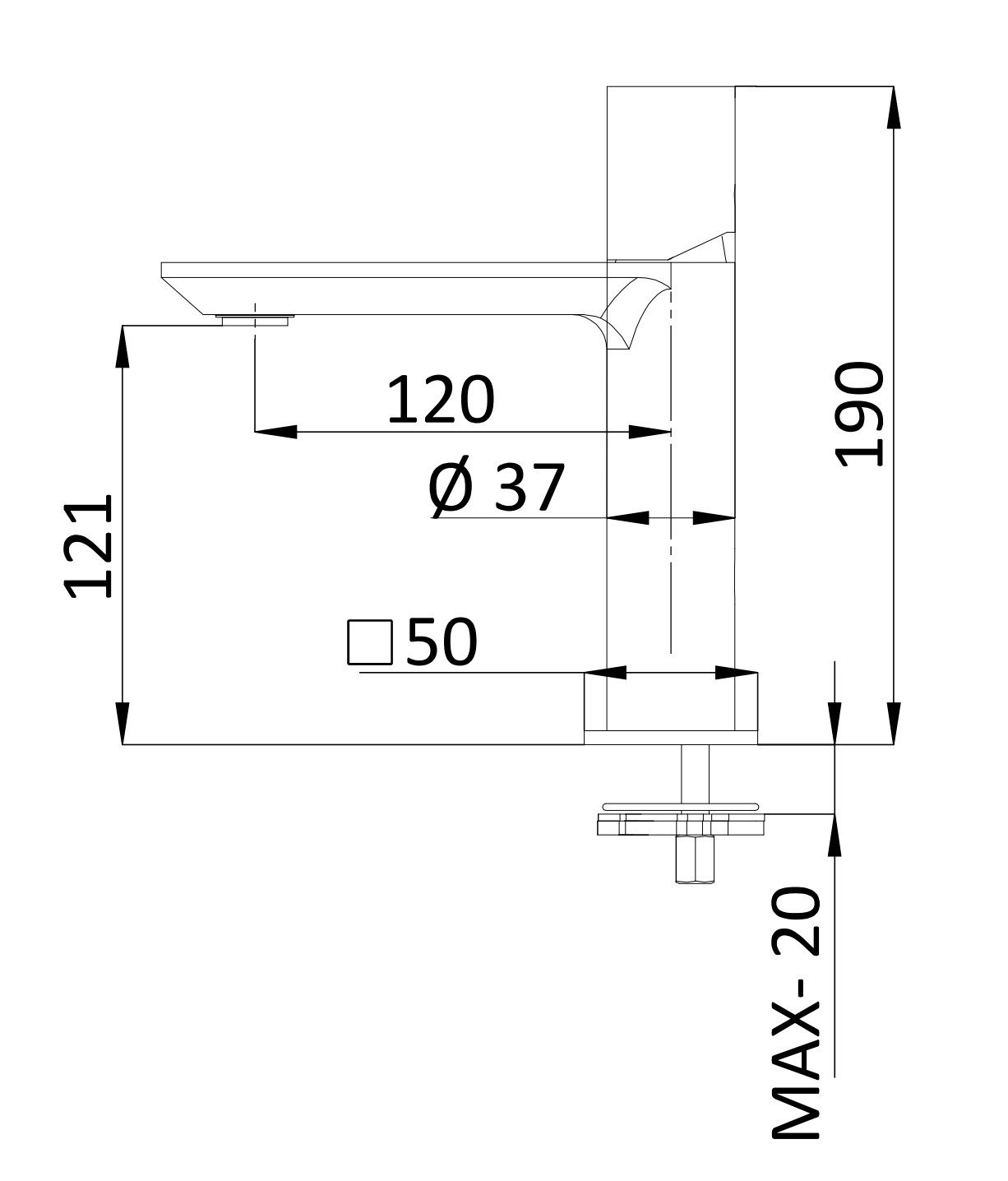 Remer Edge Смеситель для раковины, без донного клапана, высота излива 12,1 см, цвет: cromo EG512