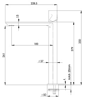 Remer Edge Смеситель для раковины, без донного клапана, высота излива 26,1 см, цвет: nero opaco EG512LXLNO
