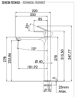 Remer Energy Смеситель для раковины, без д/к, высота излива 25,6 см, цвет: nichel spazzolato EY11LNP