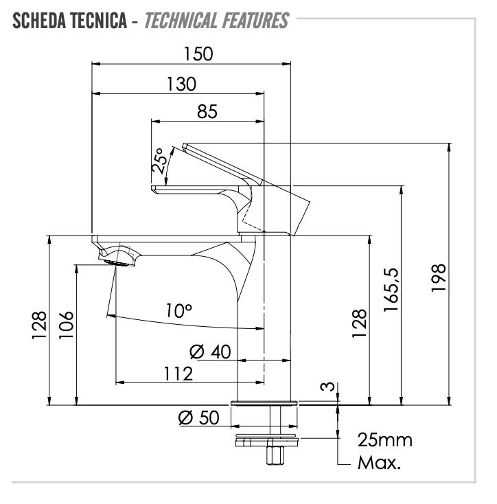 Remer Energy Смеситель для раковины, без д/к, высота излива 10,6 см, цвет: nichel spazzolato opaco EY12NPO
