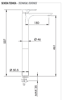 Remer Infinity Смеситель для раковины, с донным клапаном, высота излива 46,1 см, цвет: cromo I10LXXL