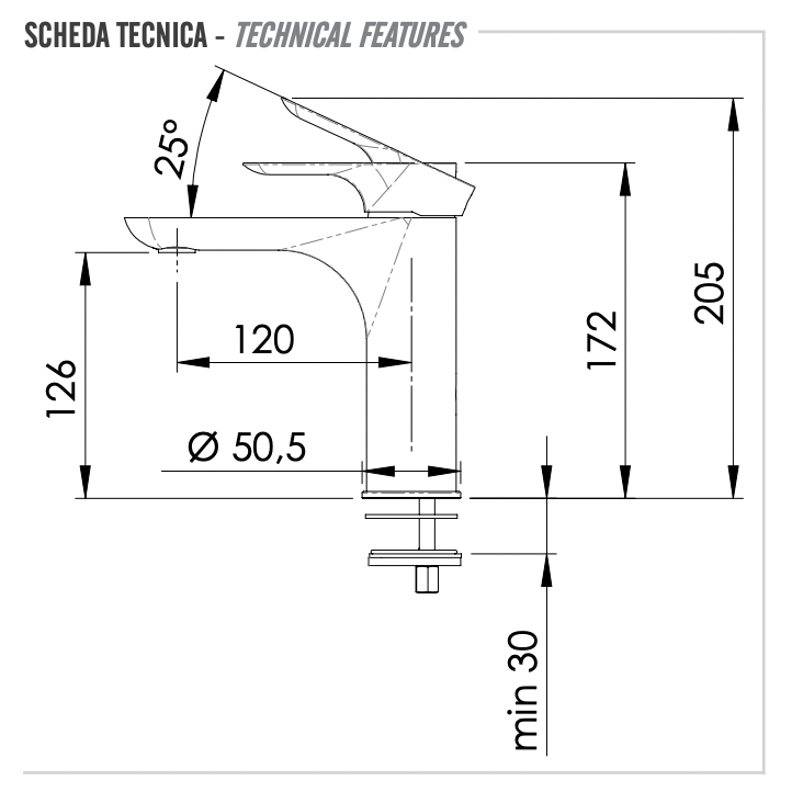 Remer Infinity Смеситель для раковины, без д/к, высота излива 12,6 см, цвет: oro spazzolato I12BG