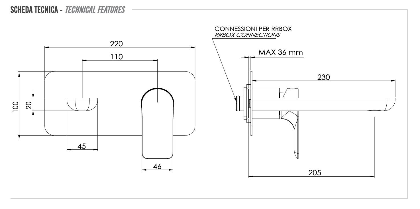 Remer Infinity Смеситель для раковины, излив 20,5 см, внешняя часть, цвет: cromo I15LKB