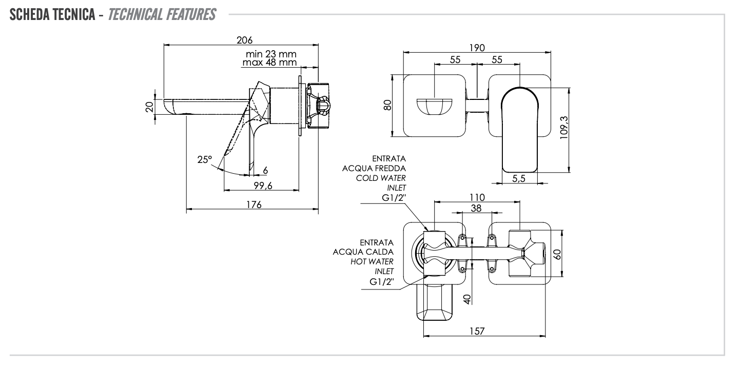 Remer Infinity Смеситель для раковины, излив 15,3 см, с внутренней частью, цвет: oro lucido I15PDO