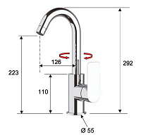 Remer Infinity Смеситель для раковины, без донного клапана, высота излива 22,3 см, цвет: cromo I72C