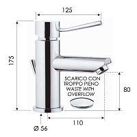 Remer Minimal Смеситель для раковины, с донным клапаном, высота излива 8 см, цвет: cromo N10
