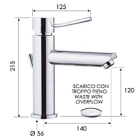 Remer Minimal Смеситель для раковины, с донным клапаном, высота излива 12 см, цвет: cromo N10A