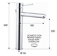 Remer Minimal Смеситель для раковины, с донным клапаном, высота излива 25 см, цвет: cromo N10LXL