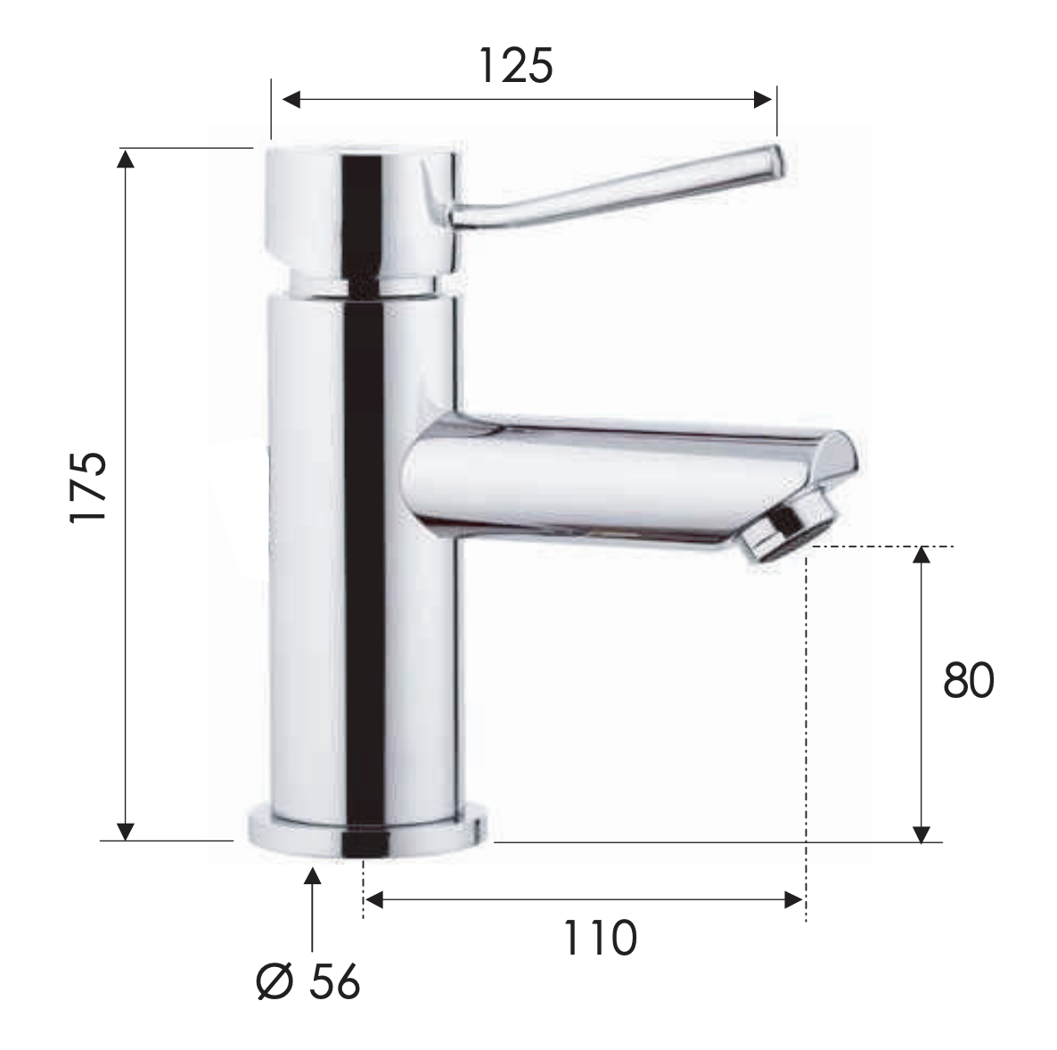 Remer Minimal Смеситель для раковины, без донного клапана, высота излива 8 см, цвет: cromo N11