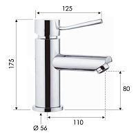Remer Minimal Смеситель для раковины, прямой рычаг, без д/к, высота излива 8 см, цвет: cromo N112