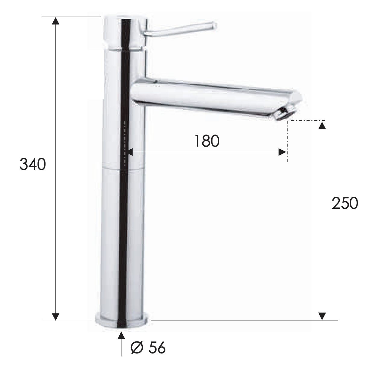 Remer Minimal Смеситель для раковины, без донного клапана, высота излива 25 см, цвет: cromo N11LXL