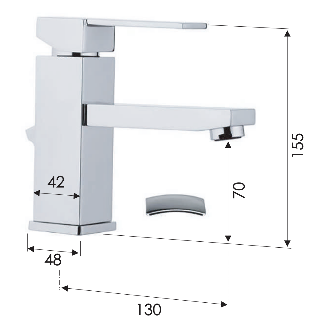 Remer Qubika Смеситель для раковины, с донным клапаном, высота излива 7 см, цвет: cromo Q10