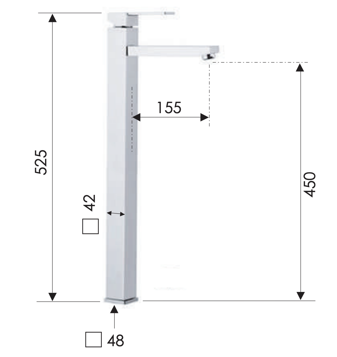 Remer Qubika Смеситель для раковины, без донного клапана, высота излива 45 см, цвет: cromo Q11LXXL