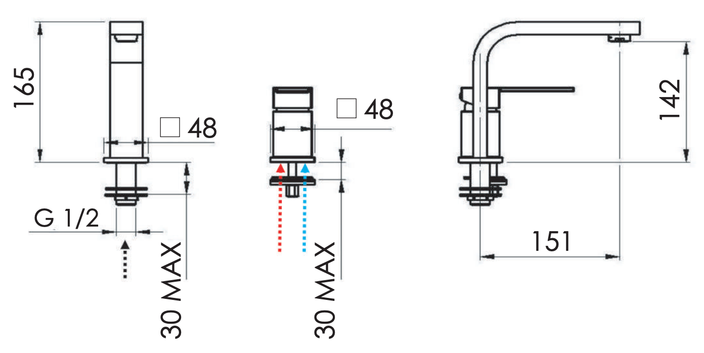 Remer Qubika Смеситель для раковины, без д/к, высота излива 14,2 см, цвет: nero opaco Q57NO