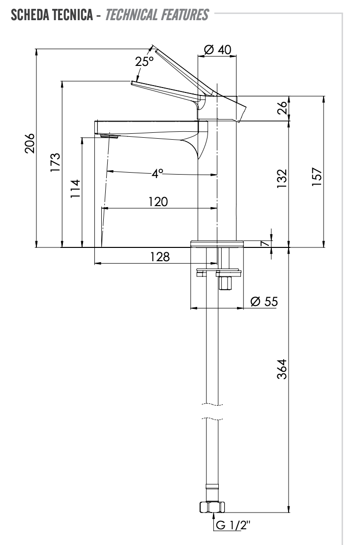 Remer Slash & Dot Смеситель для раковины, без д/к, высота излива 11,4 см, цвет: oro spazzolato SL12BG