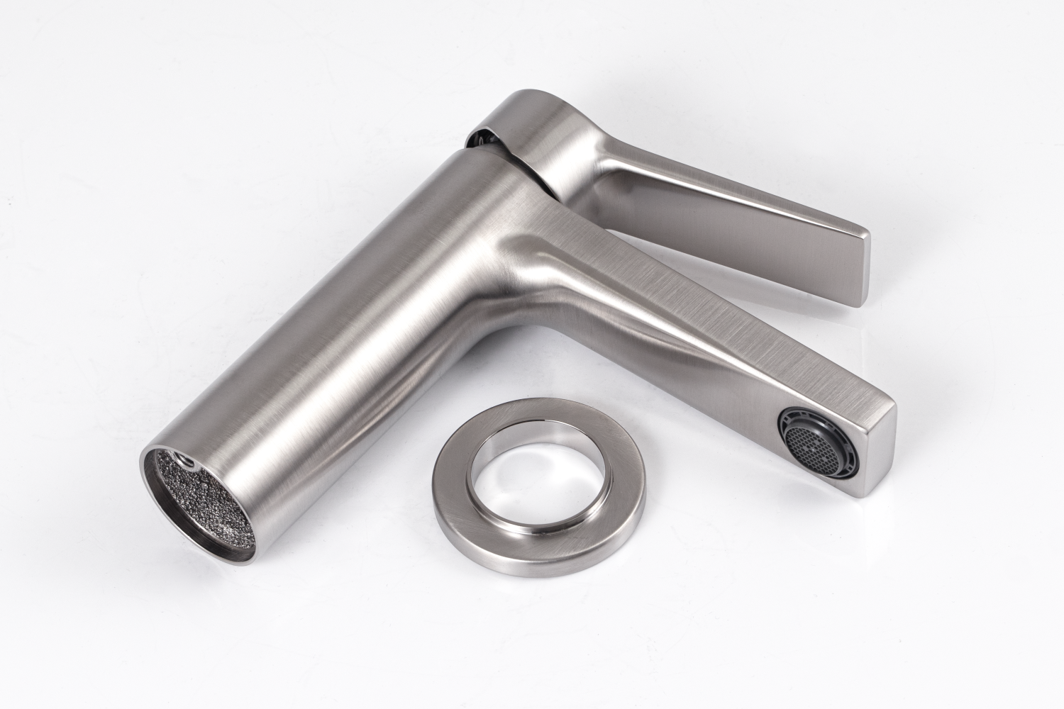 Remer Slash & Dot Смеситель для раковины, без д/к, высота излива 11,4 см, цвет: visual inox SL12XV