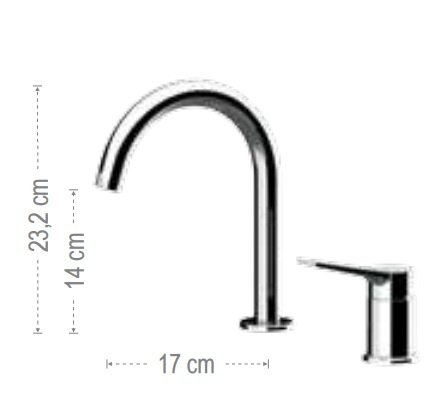 Remer Slash & Dot Смеситель для раковины, без д/к, высота излива 14 см, цвет: visual inox SL57XV