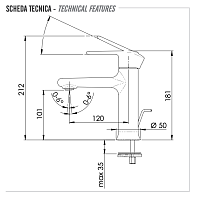 Remer Vanity Смеситель для раковины, с донным клапаном, высота излива 10,1 см, цвет: cromo V10