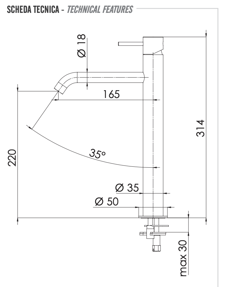 Remer X Style Смеситель для раковины, с донным клапаном, высота излива 22 см, цвет: oro spazzolato X10LXLBG