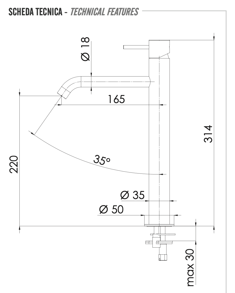Remer X Style Смеситель для раковины, без донного клапана, высота излива 22 см, цвет: nero opaco X11LXLNO