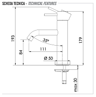 Remer X Style Смеситель для раковины, без д/к, высота излива 8,4 см, цвет: nichel spazzolato X12NP