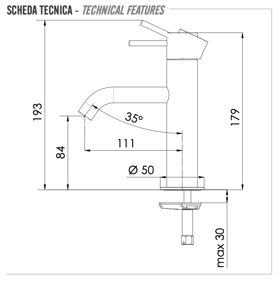 Remer X Style Смеситель для раковины, без донного клапана, высота излива 8,4 см, цвет: rame lucido X12RL