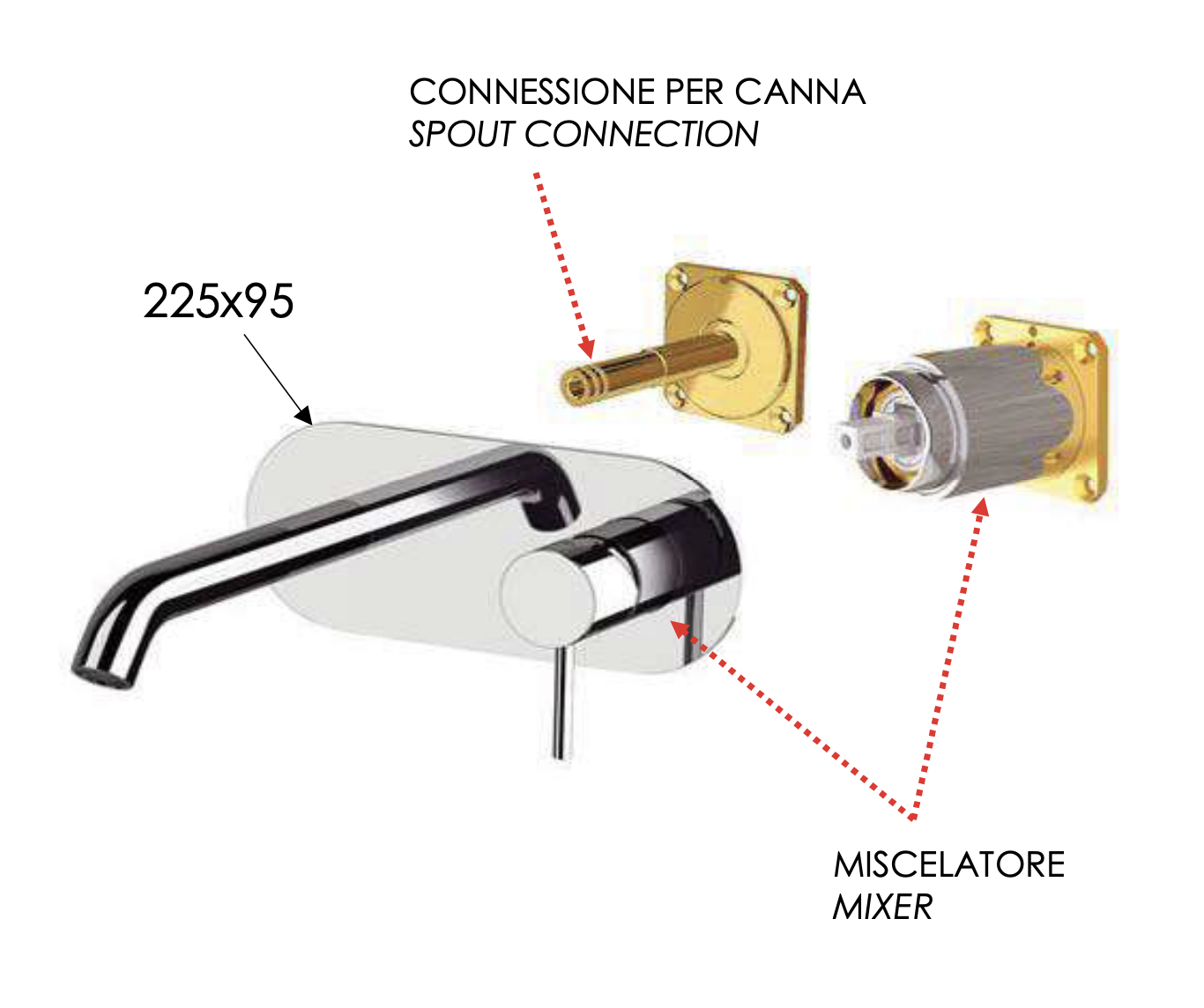 Remer X Style Смеситель для раковины встраиваемый, без донного клапана, внешняя часть, цвет: cromo X15KB