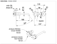 Remer X Style Смеситель для раковины, излив 18 см, с внутренней частью, цвет: bianco opaco X15PLBO