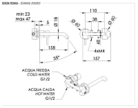 Remer X Style Смеситель для раковины встраиваемый, излив 15,8 см, цвет: nichel spazzolato X15PNP