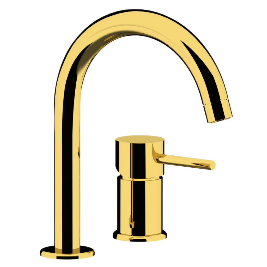 Remer X Style Смеситель для раковины, на 2 отвертсия, без д/к, высота излива 14 см, цвет: oro lucido X57DO