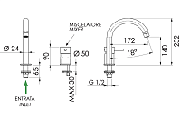 Remer X Style Смеситель для раковины, на 2 отвертсия, без д/к, высота излива 14 см, цвет: nero opaco X57NO